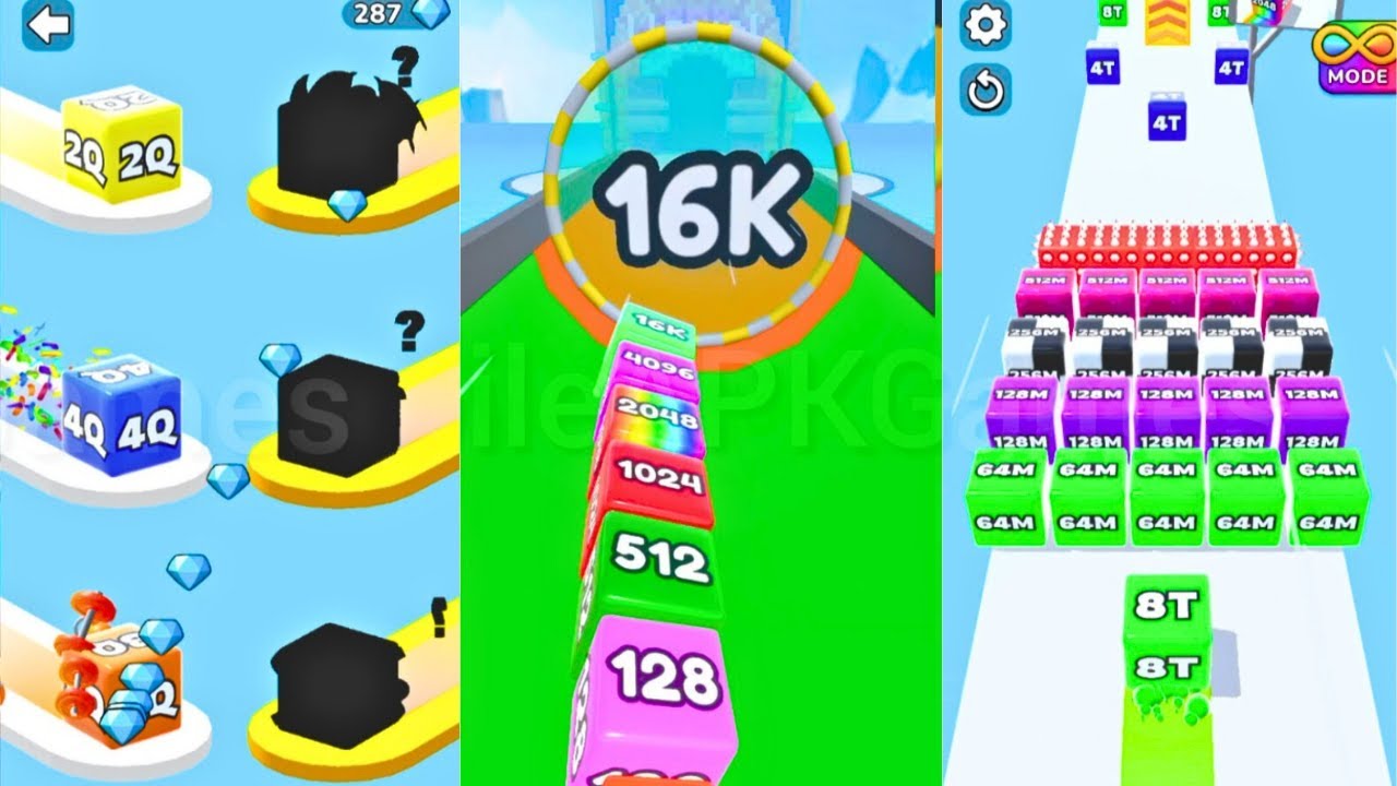 Jelly Run 2048 [Level 278 vs 289 | 2 Shapes] + Jelly Tube Run 2048 (16K vs 16Q vs 64T) Full Gameplay
