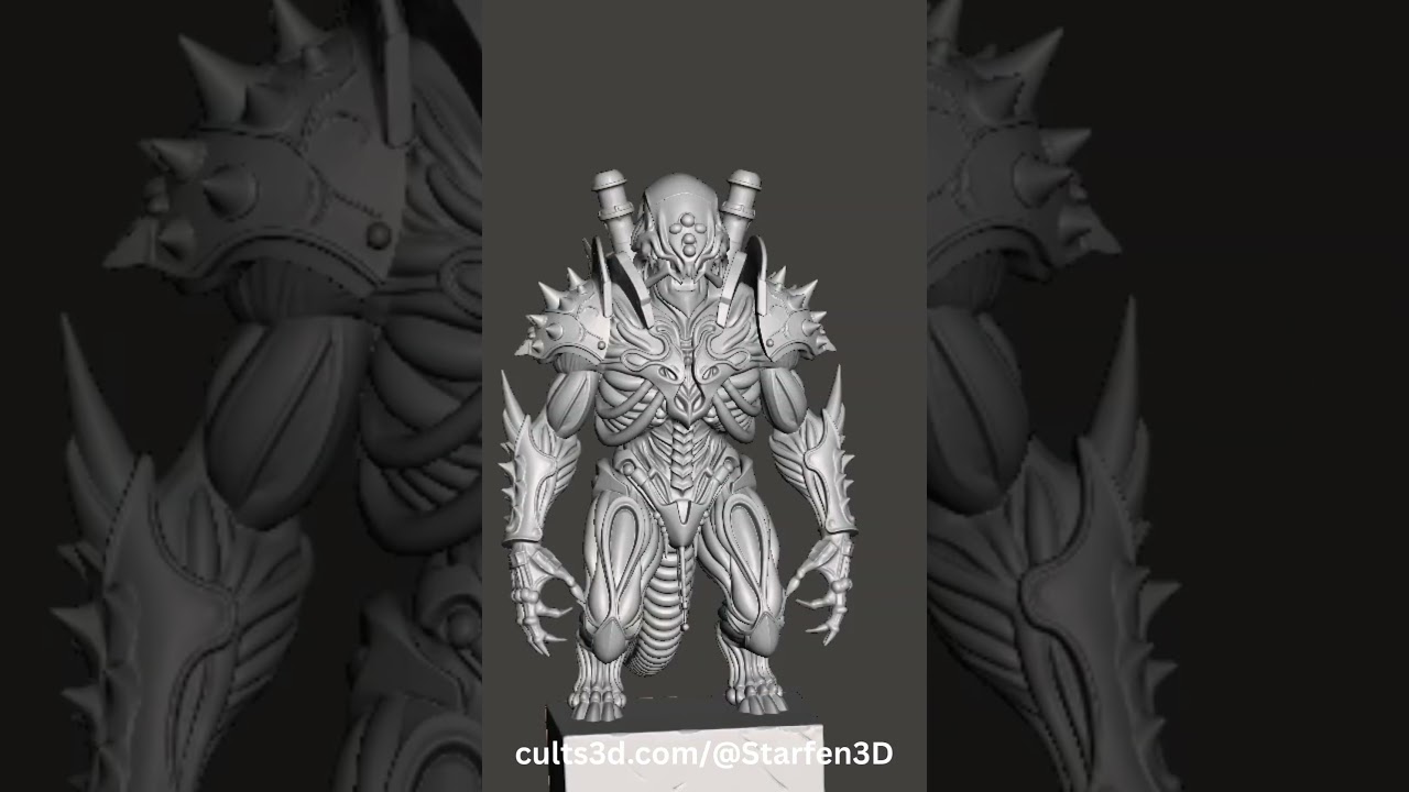 Voidscale Spike Warden – Free Alien Lizard Warrior STL for 3D Printing