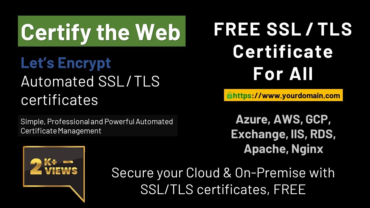 Free Public Certificate, Let’s Encrypt Automated SSL / TLS Certificates - Free for All - Part 1