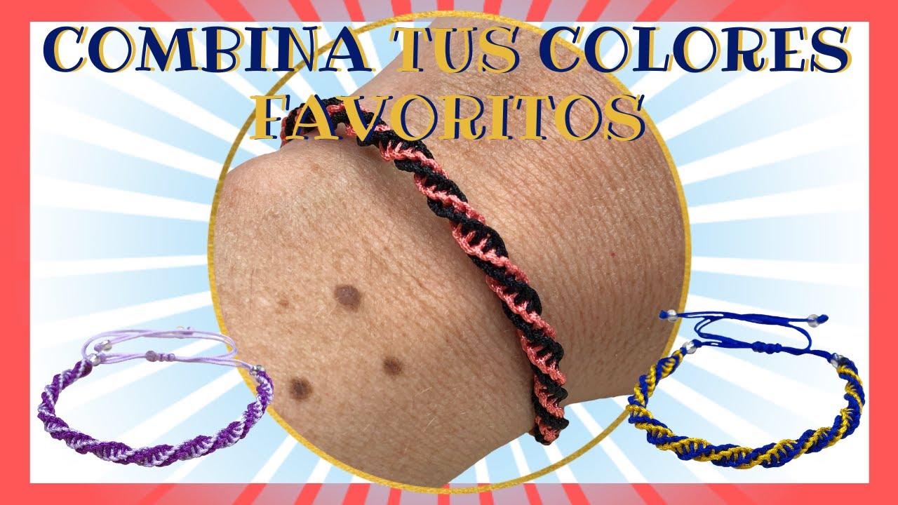 NUDO Plano en ESPIRAL de DOS COLORES | PULSERAS en HILO CHINO