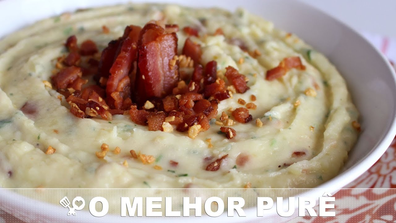 PURÊ DE BATATA COM BACON E QUEIJO - RECEITAS QUE AMO
