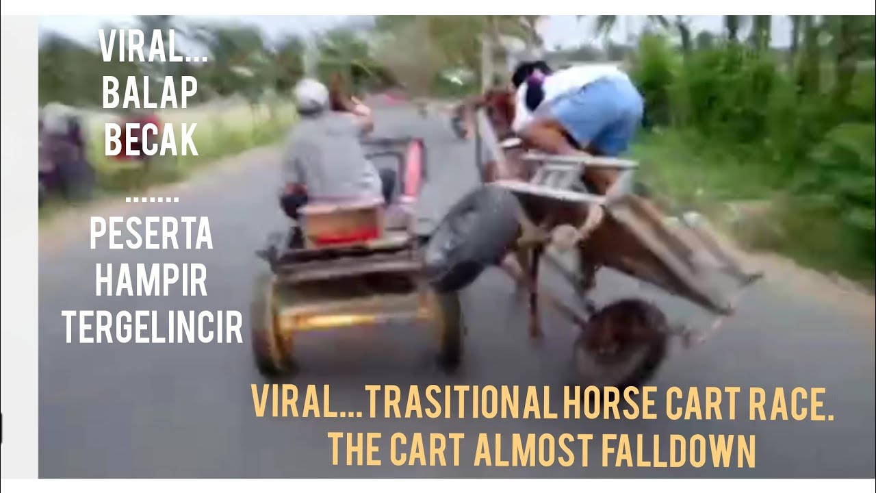 VIRAL...BALAP BECAK DI MASBAGIK, PESERTA HAMPIR TERJATUH .