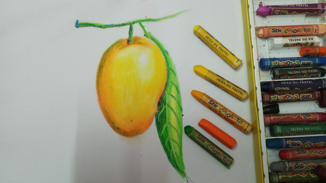How to draw a mango with oil pastel | Drawing for kids