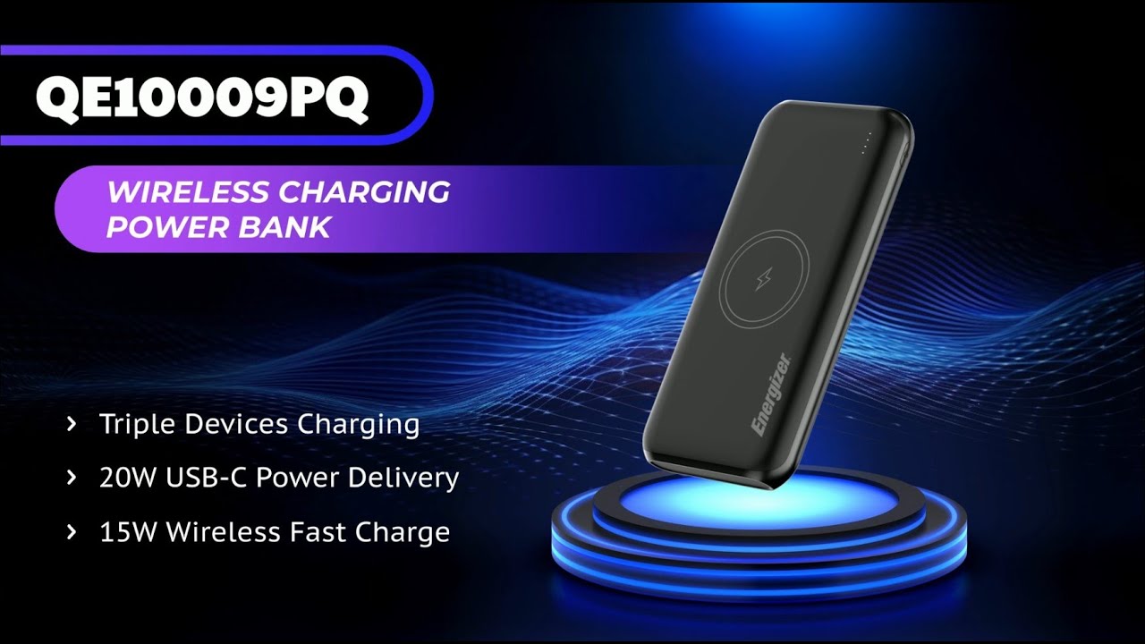 Energizer® QE10009PQ:10,000mAh 15W Wireless Charging & PD 20W Fast Charge Power Bank Power Bank