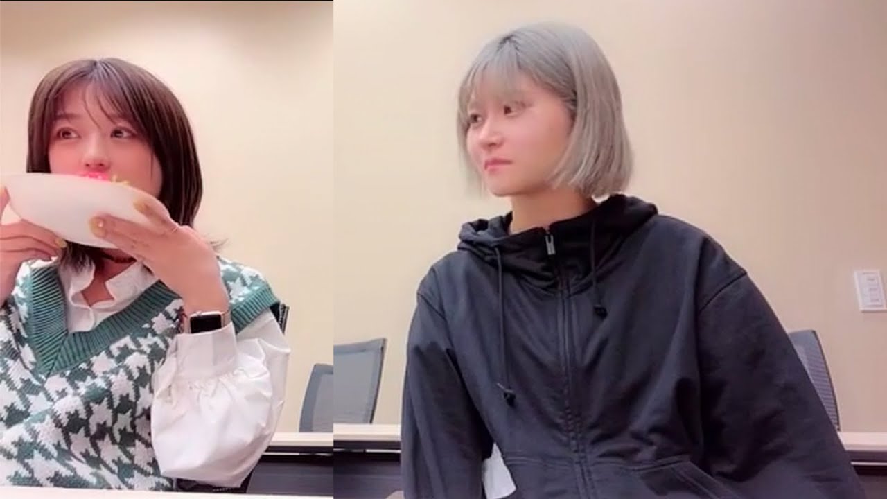 ケーキを直にかぶりつく篠崎彩奈を見て若干引いてしまう後輩大竹ひとみ