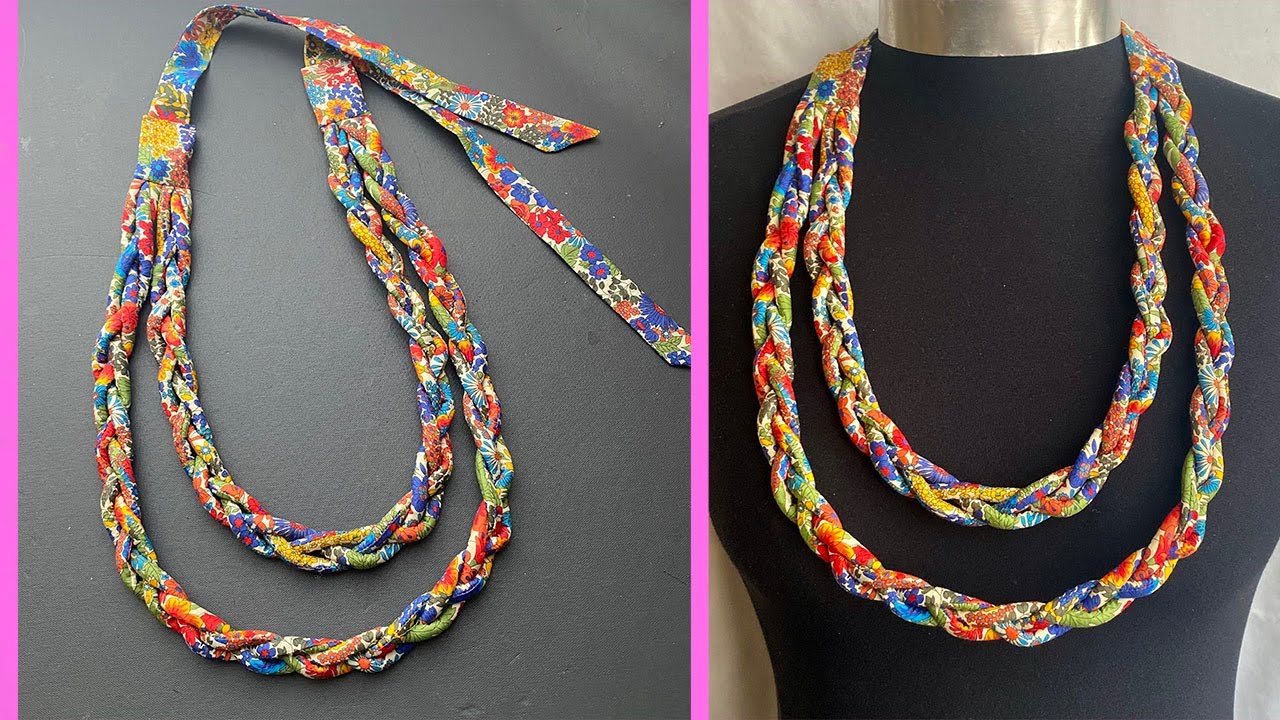 💖 DIY Beautiful Liberty Fabric 2  Layers Plaited Statement Necklace | Colar | ਹਾਰ | हार | Collana