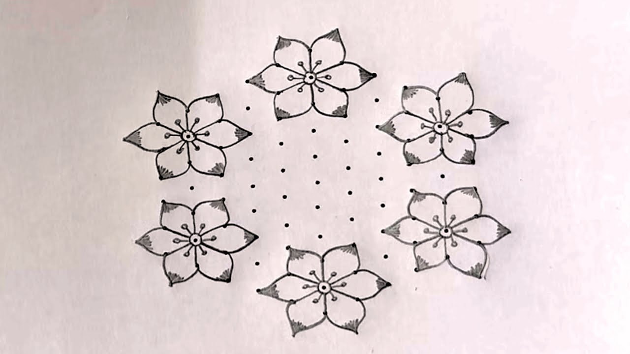 Simple Pongal Flower Rangoli 🌺 Pongal Special Rangoli for Beginners 🌺 Daily Rangoli 🌺