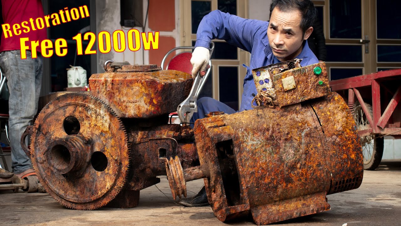 ПОЛНОЕ ВИДЕО ВОССТАНОВЛЕНИЯ. Ремонт дизельного двигателя генератора 12000Вт