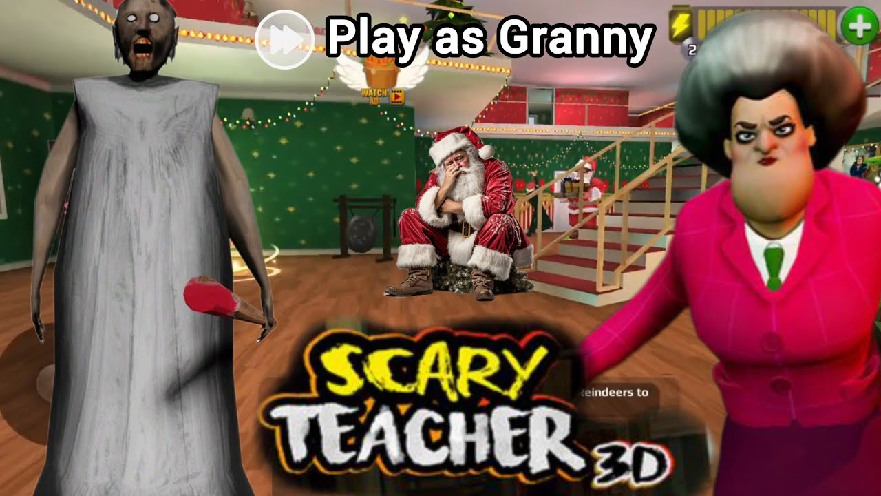 playing as Granny in Scary Teacher 3D santa claus kidnapping/Granny vs Miss T/Gaming@DIKSHA_GAMING19