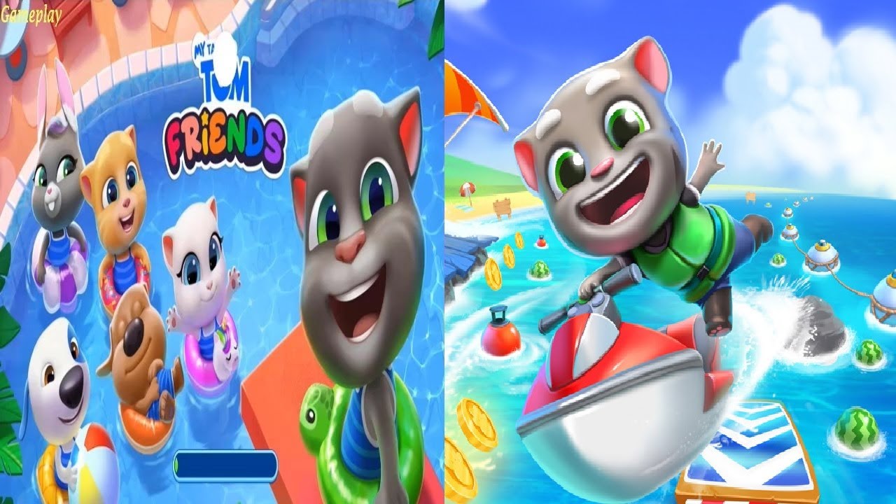 MY TALKING TOM FRIENDS NEW UPDATE - POOL MINIGAME VS Talking Tom Jetski 2 Gameplay HD