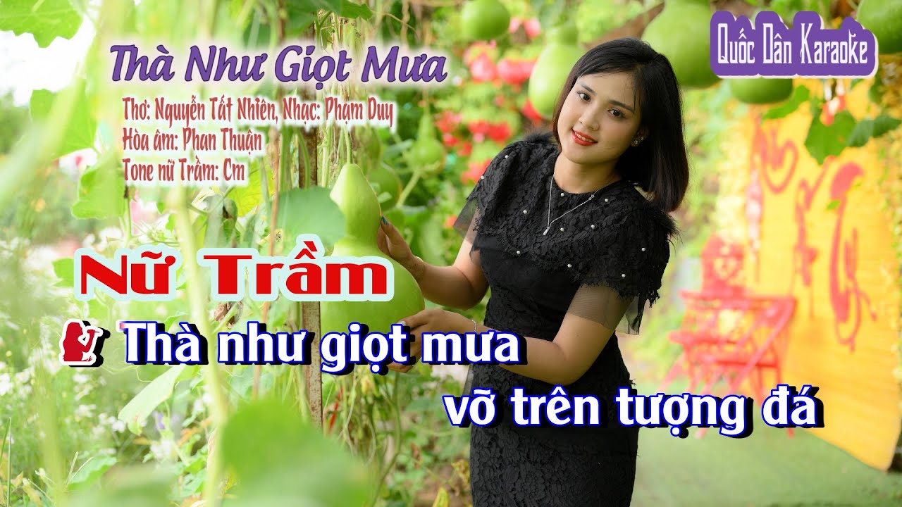 Karaoke Thà Như Giọt Mưa | Bossa | Tone Nữ Trầm (Cm,Tp:110) | Quốc Dân Karaoke