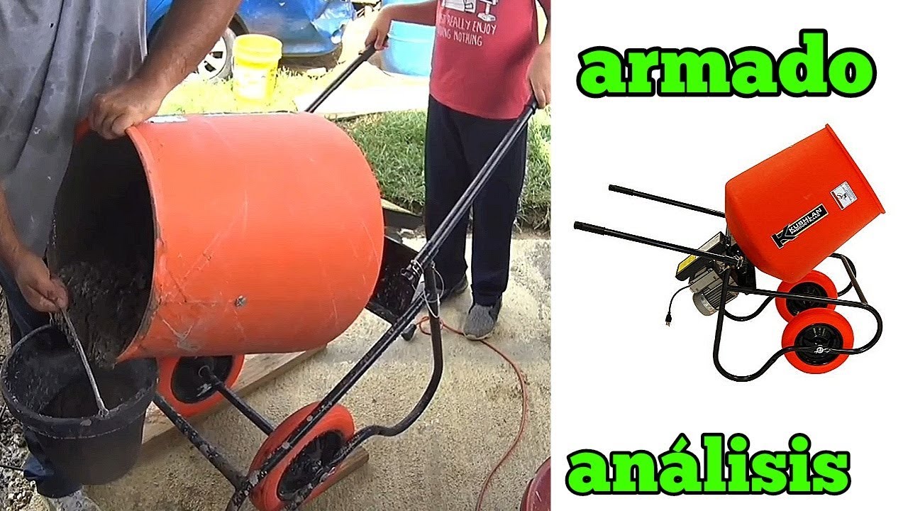 Mezclador de cemento KUSHLAN 3.5 cu ft.3/4 HP análisis en uso y ensamblado
