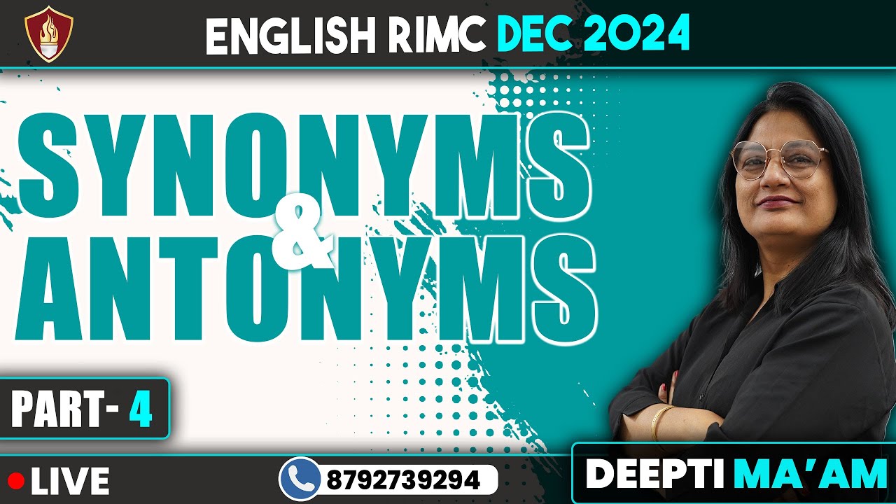 Synonyms and Antonyms | RIMC Dec 2024 | RIMC English Online Class | RIMC Online Coaching
