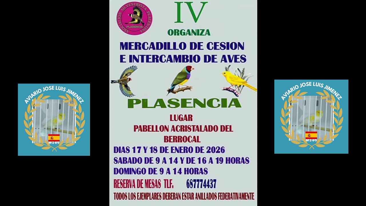 Mercadillo de cesión e intercambio de aves Plasencia 2026