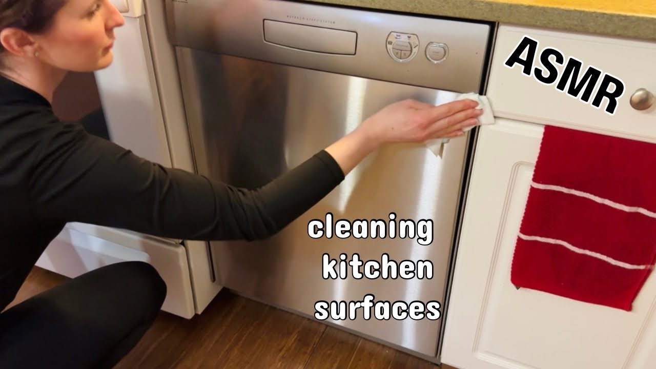 Cleaning kitchen appliances & surfaces (variety, no talking, normal speed) #asmr #asmrcleaning