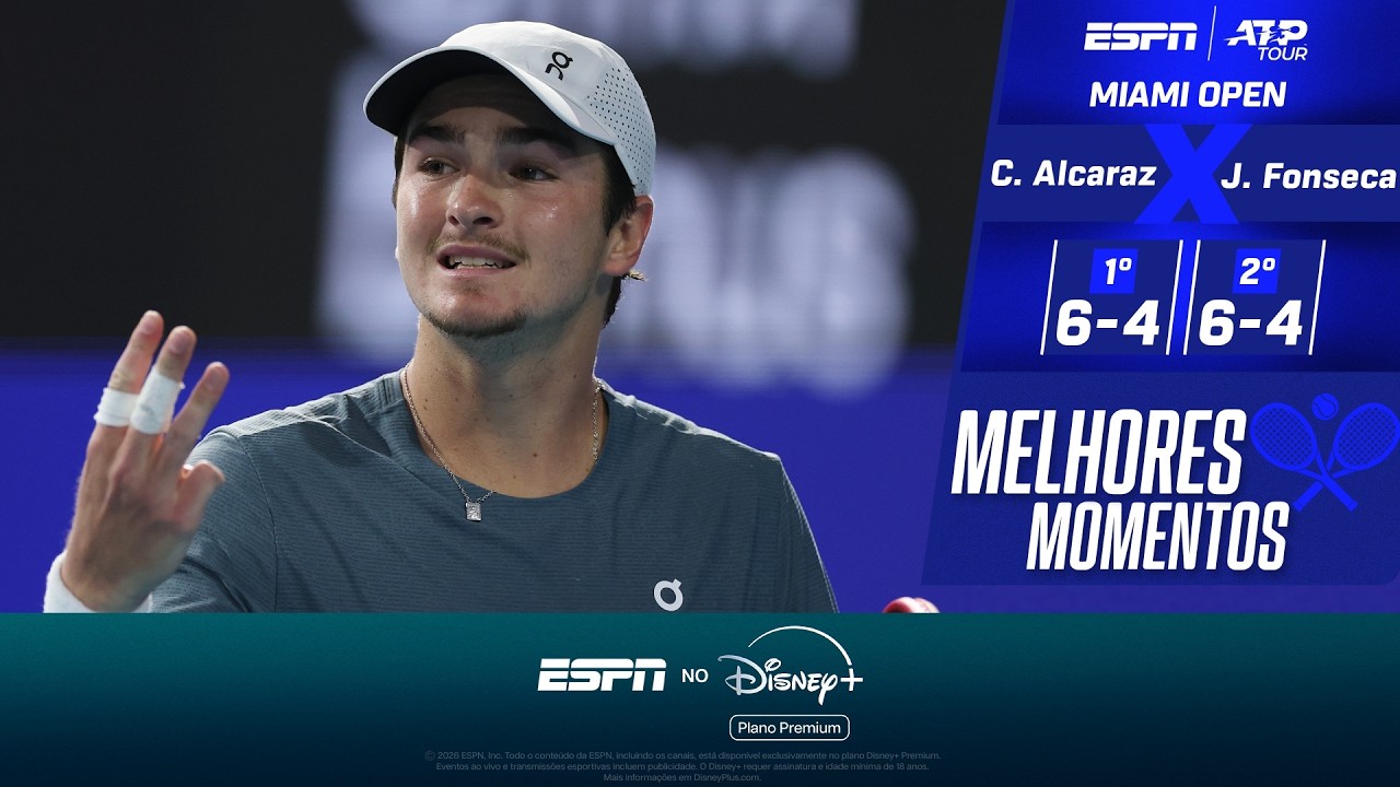 JO&Atilde;O FONSECA &Eacute; SUPERADO POR CARLOS ALCARAZ E CAI NA 2&ordf; RODADA DO MIAMI OPEN