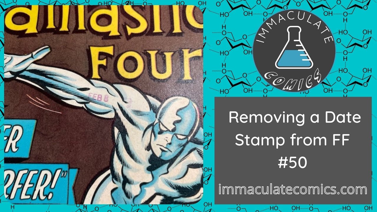 Removing a date stamp from a comic book Fantastic Four #50