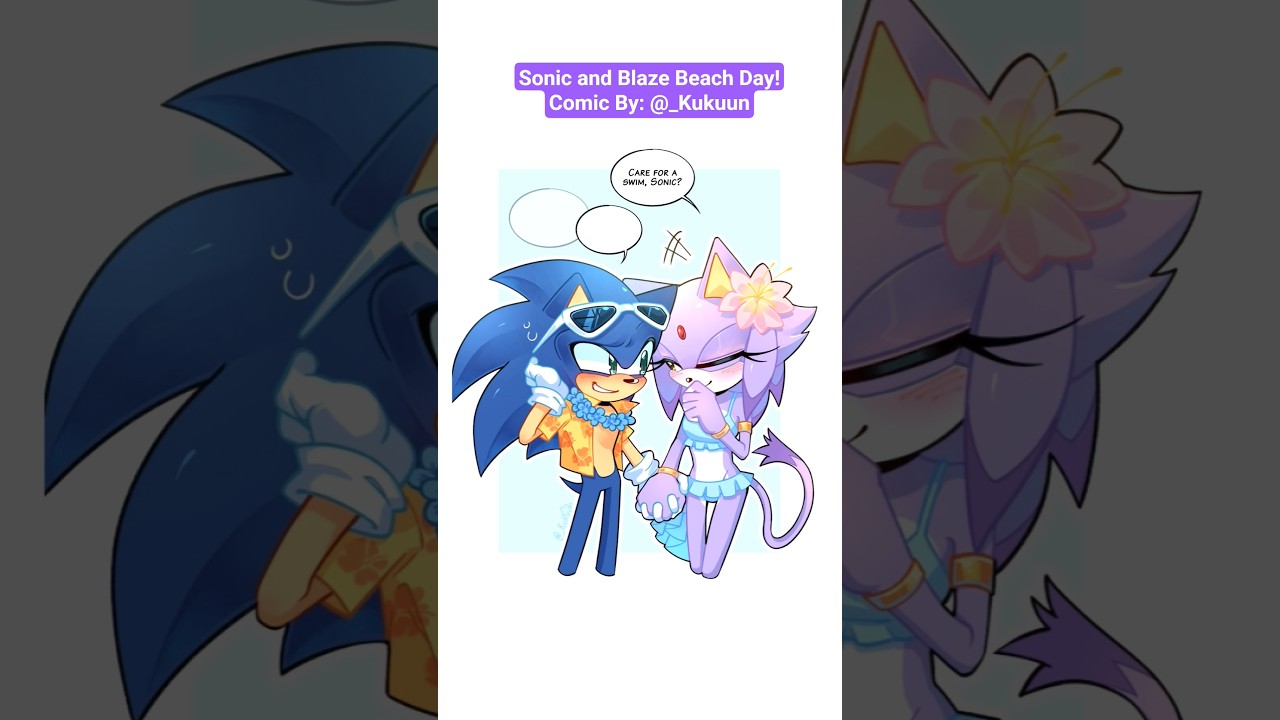 Sonic and Blaze Beach Day! #sonicthehedgehog #sonic #blaze #sonaze #romantic #comics #shorts