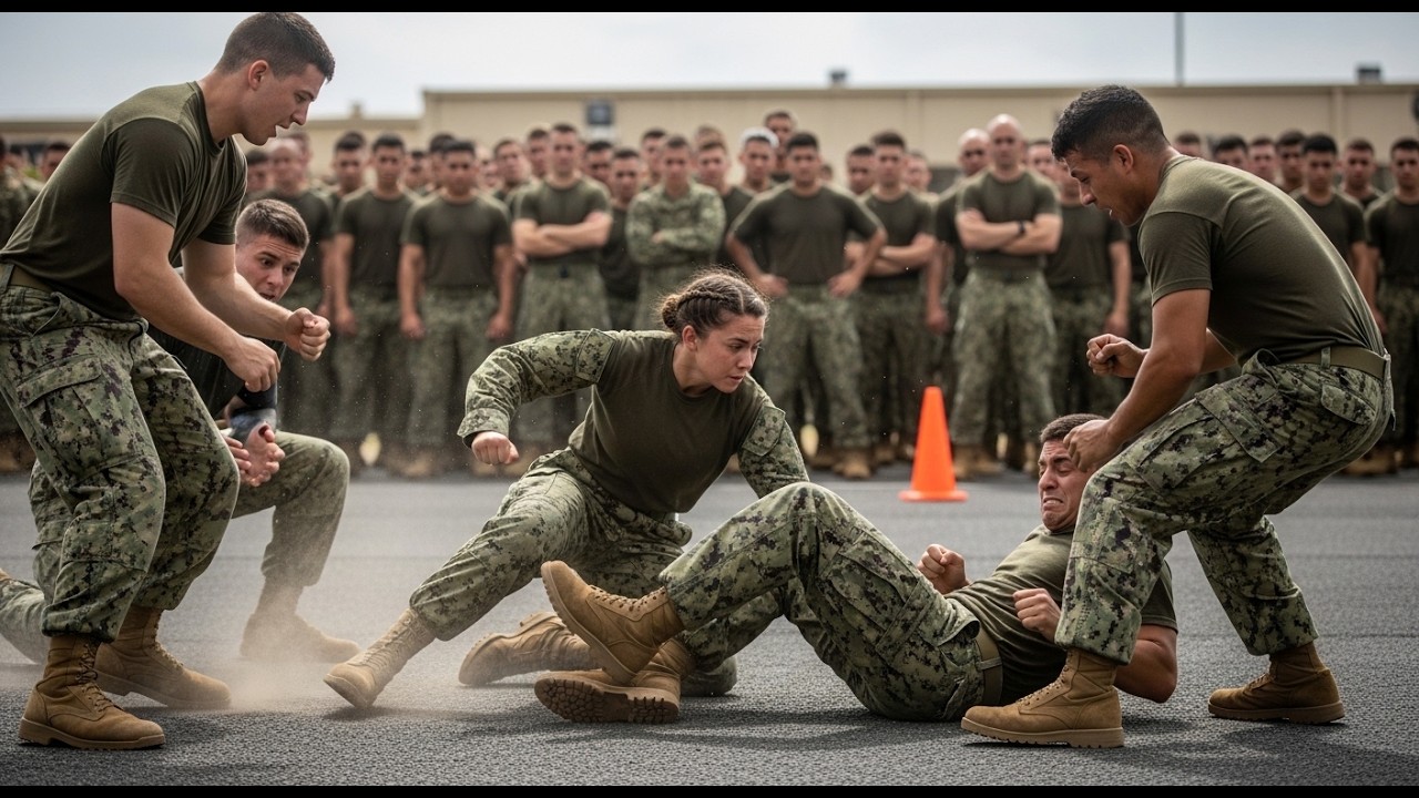 They Double-Kicked Her to the Floor — Then She Crippled Them Both in Front of 286 Navy SEALs