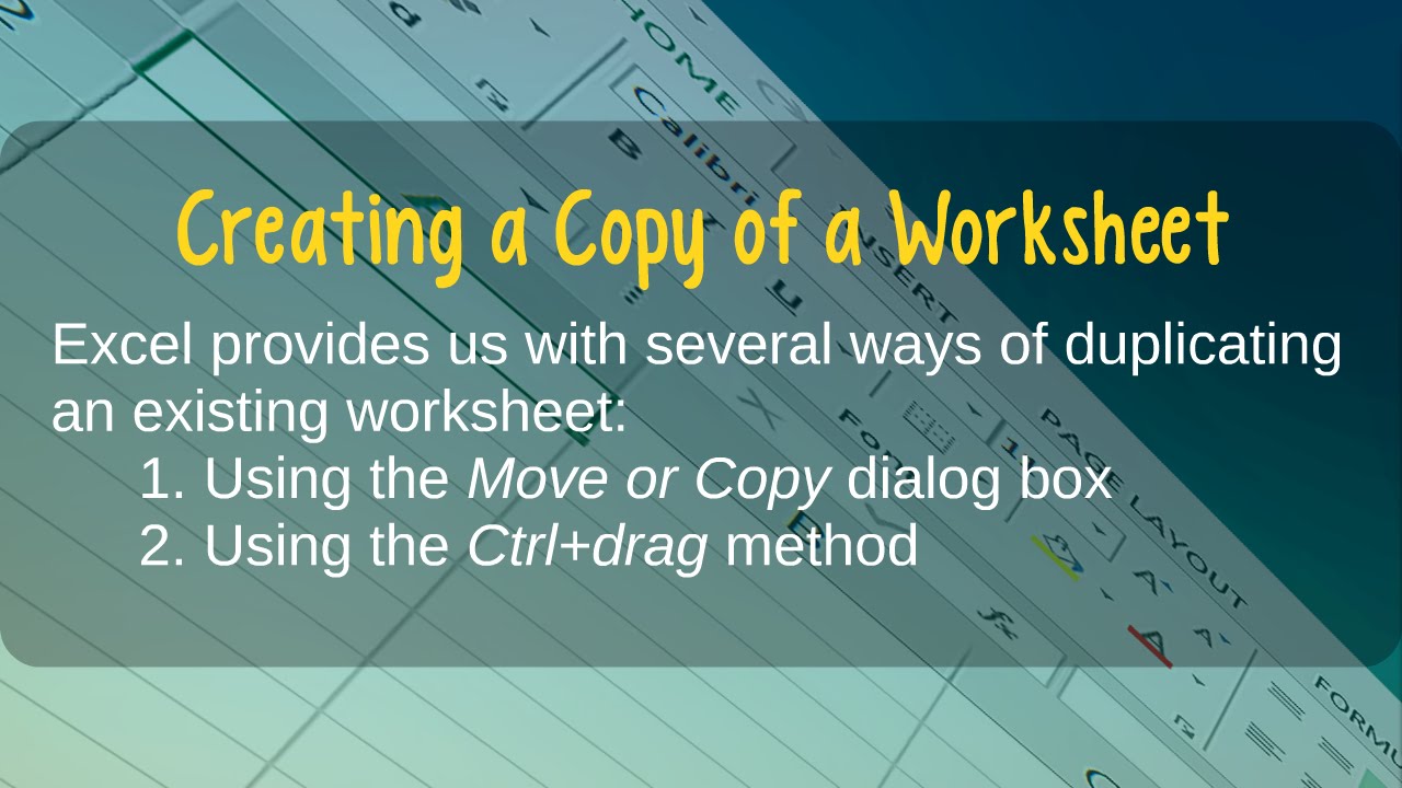 How to Create a Copy of a Worksheet in Microsoft Excel