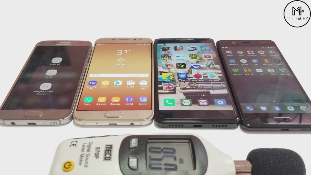 Samsung Galaxy J7 Pro VS Samsung Galaxy S7 vs Nokia 5 vs Redmi Note 4 - Speaker Audio Test