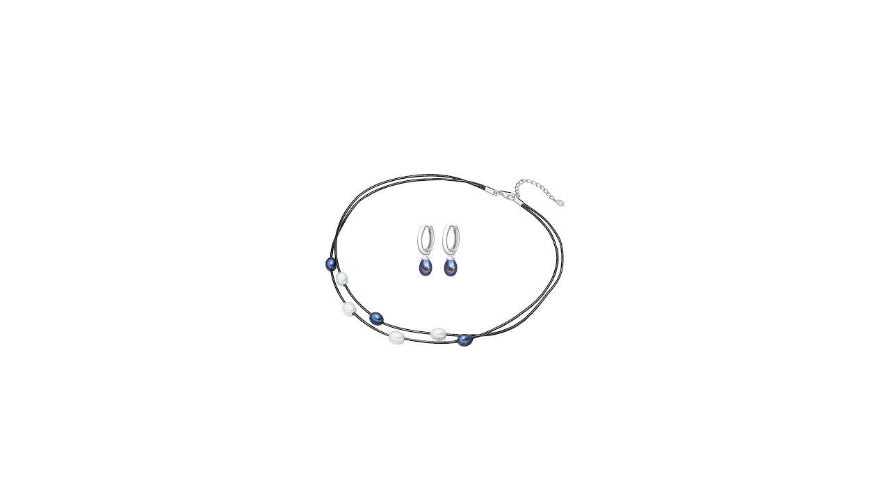 Set Valero Pearls Contrast Perlat (cercei, colier) @ SimplyChic.ro