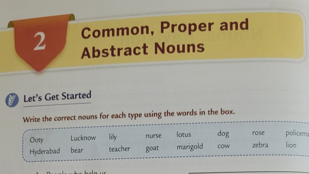 Class 4 Collins English Grammar And Composition Lesson 2: Common, Proper and Abstract Nouns.