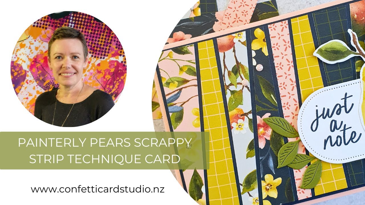 Painterly Pears Scrappy Strip Technique Card