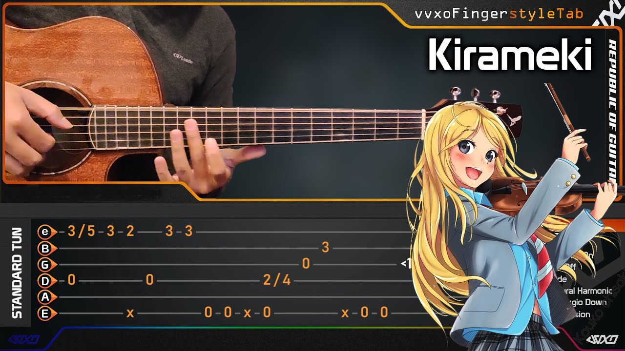 Your Lie In April (Shigatsu wa Kimi no Uso) ED 1 - Kirameki - Fingerstyle Guitar Cover + TABS