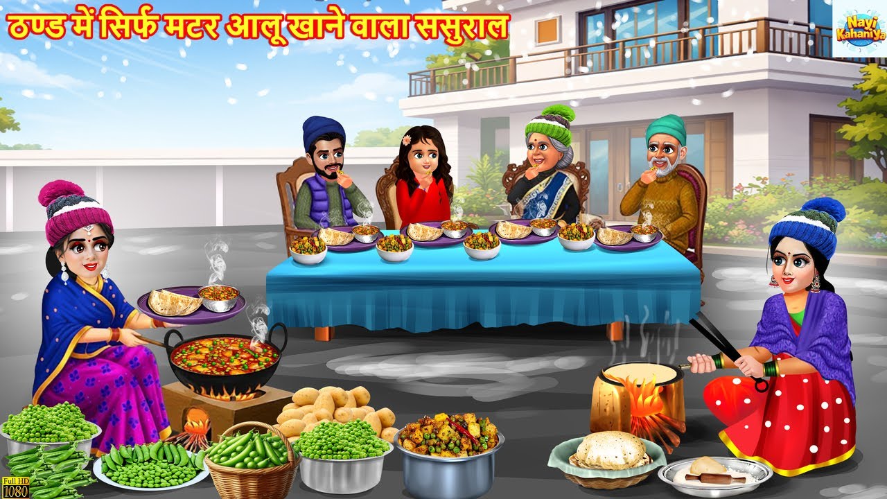 ठण्ड में सिर्फ मटर आलू खाने वाला ससुराल  | Hindi Kahani | Moral Stories | Hindi Cartoon | Kahaniya