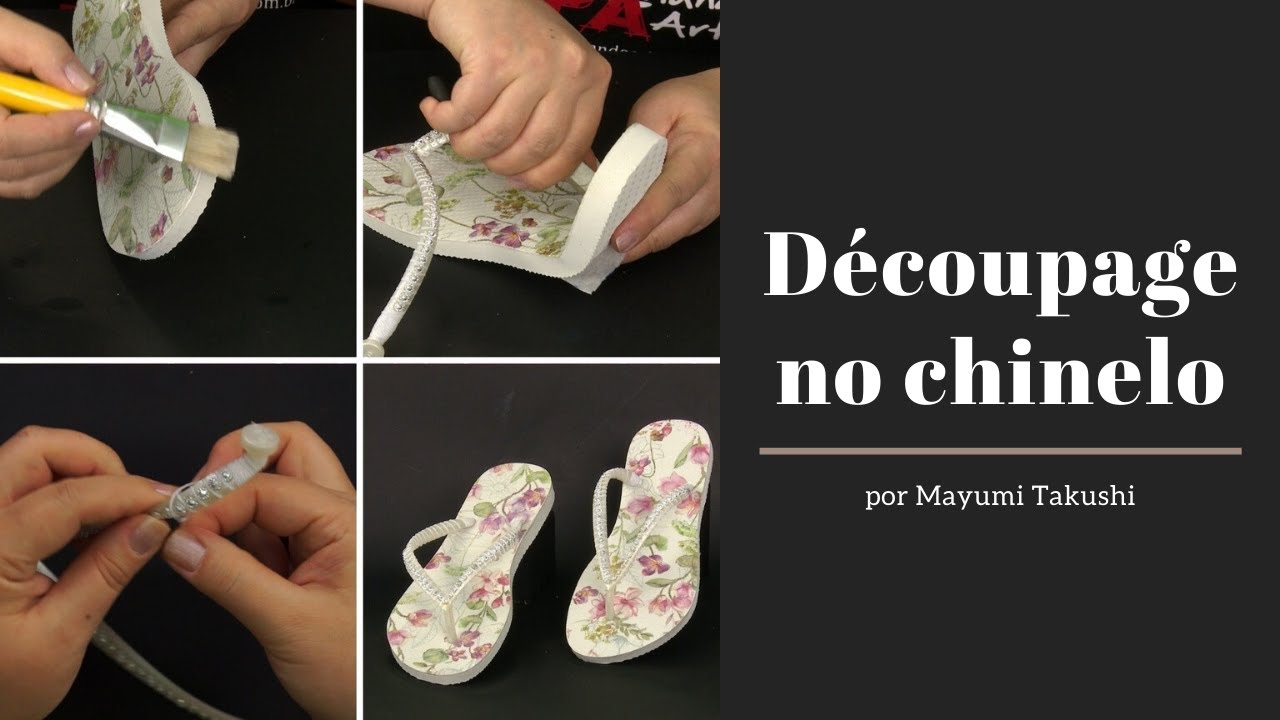 D&eacute;coupage no chinelo - por Mayumi Takushi