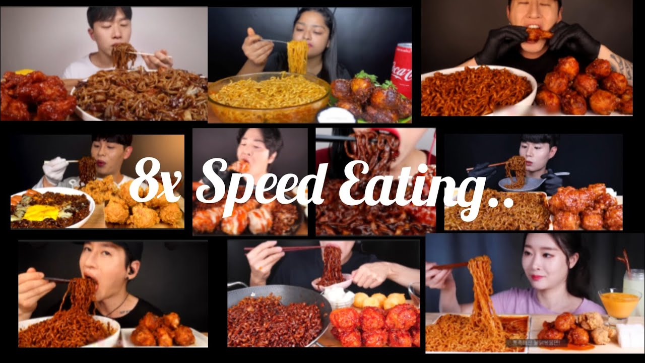 8x Speed Eating Noodles And Fried Chicken..🍗🍜🤤🧿#friedchicken #noodles #mukbang #asmrvideo#eatingshow