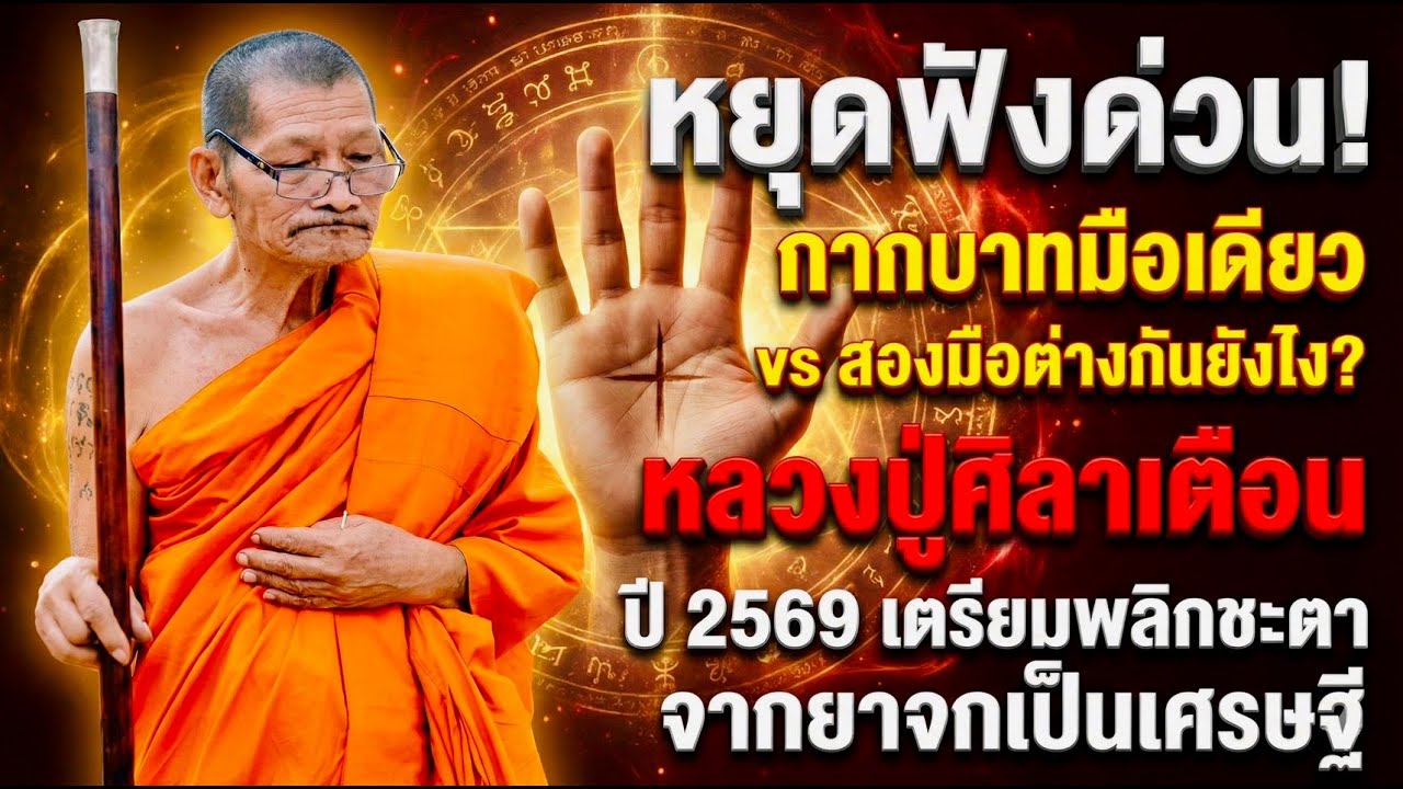 หยุดฟังด่วน! กากบาทมือเดียว vs สองมือ  หลวงปู่ศิลาเตือน ปี 2569 เตรียมพลิกชะตาจากยาจกสู่เศรษฐี
