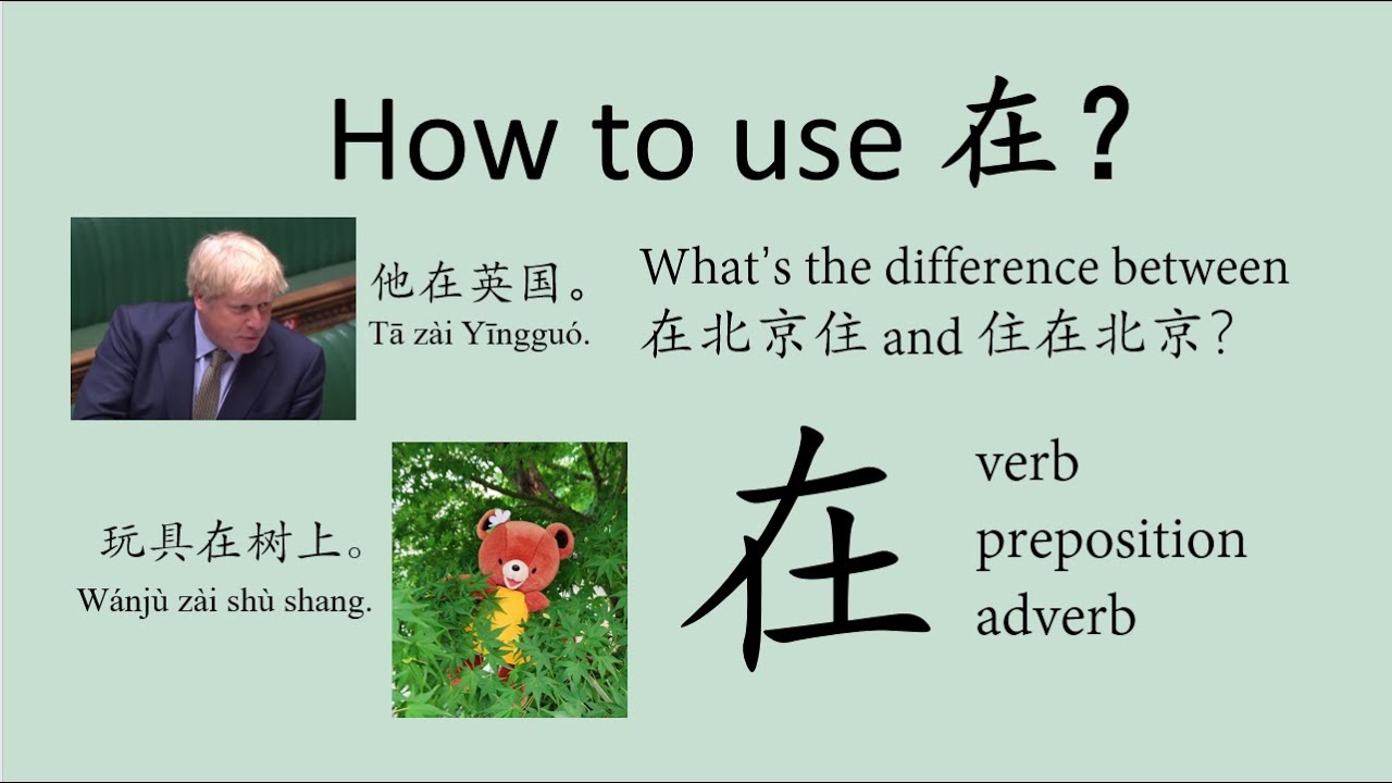 How to use 在 in Chinese  #BasicChineseGrammar #HSK1Grammar #LearnChinese  #怎么用“在” #HowToUse在