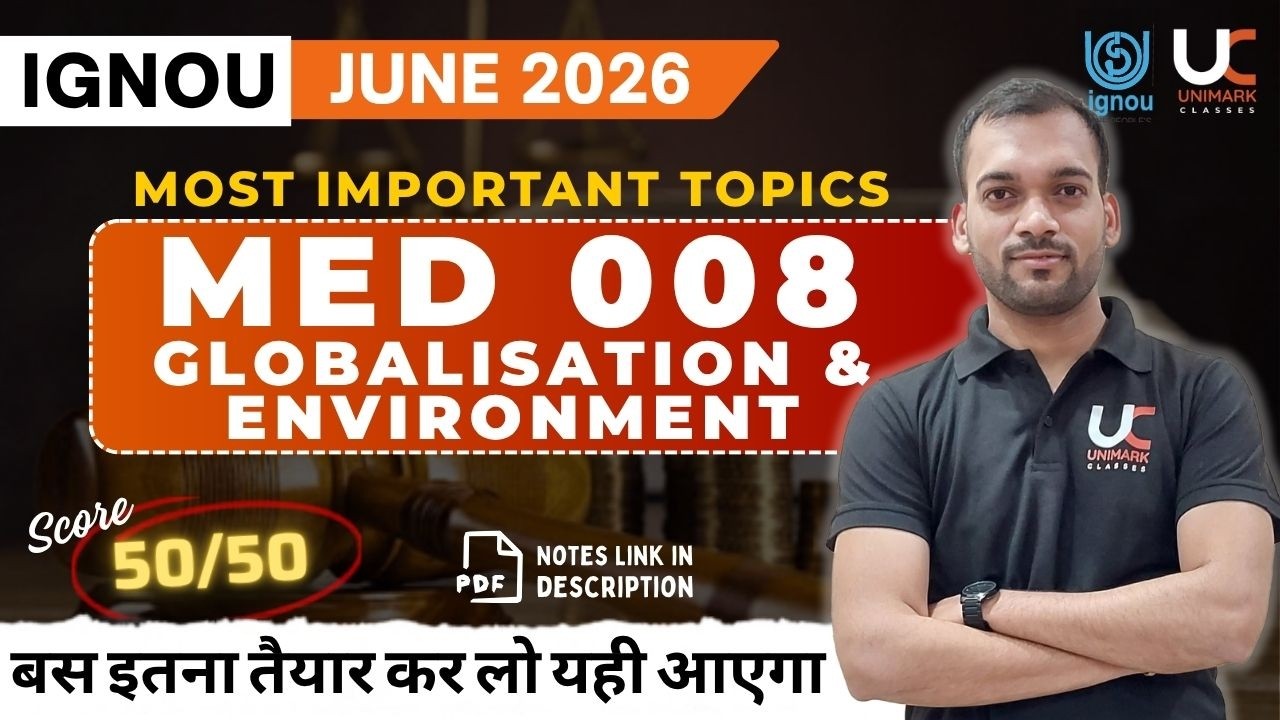 MED 008 Score 45+ | IGNOU Important Question with Answer in Hindi/English PDF 2026 | Unimark Classes