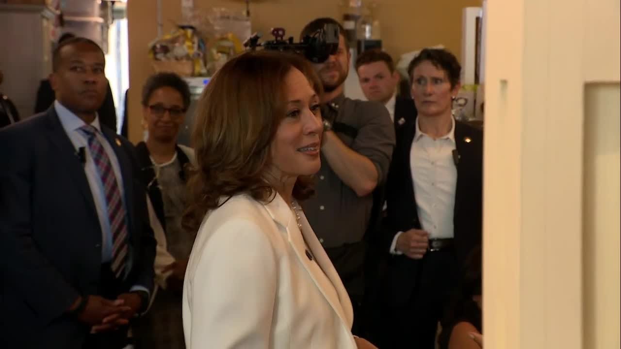 Kamala Harris visits Dottie's Market in downtown Savannah