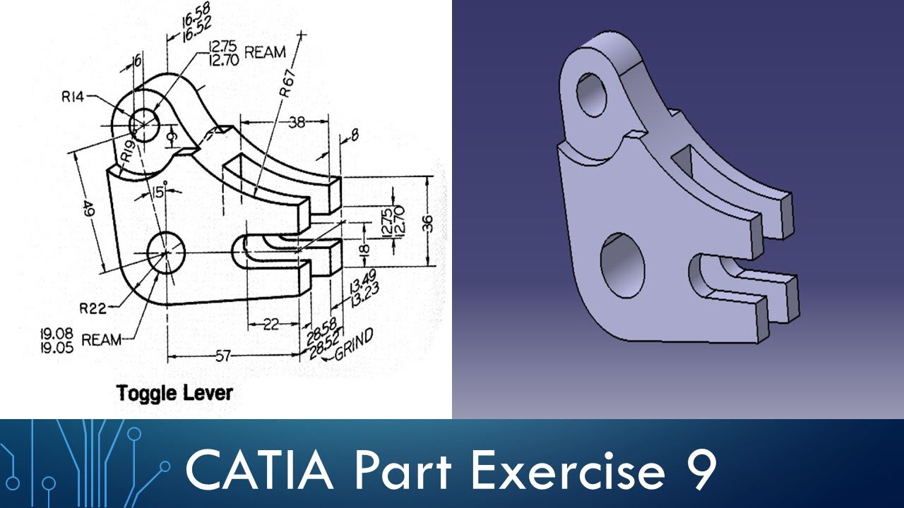 CATIA Part Design Exercise 9 - Toggle Lever