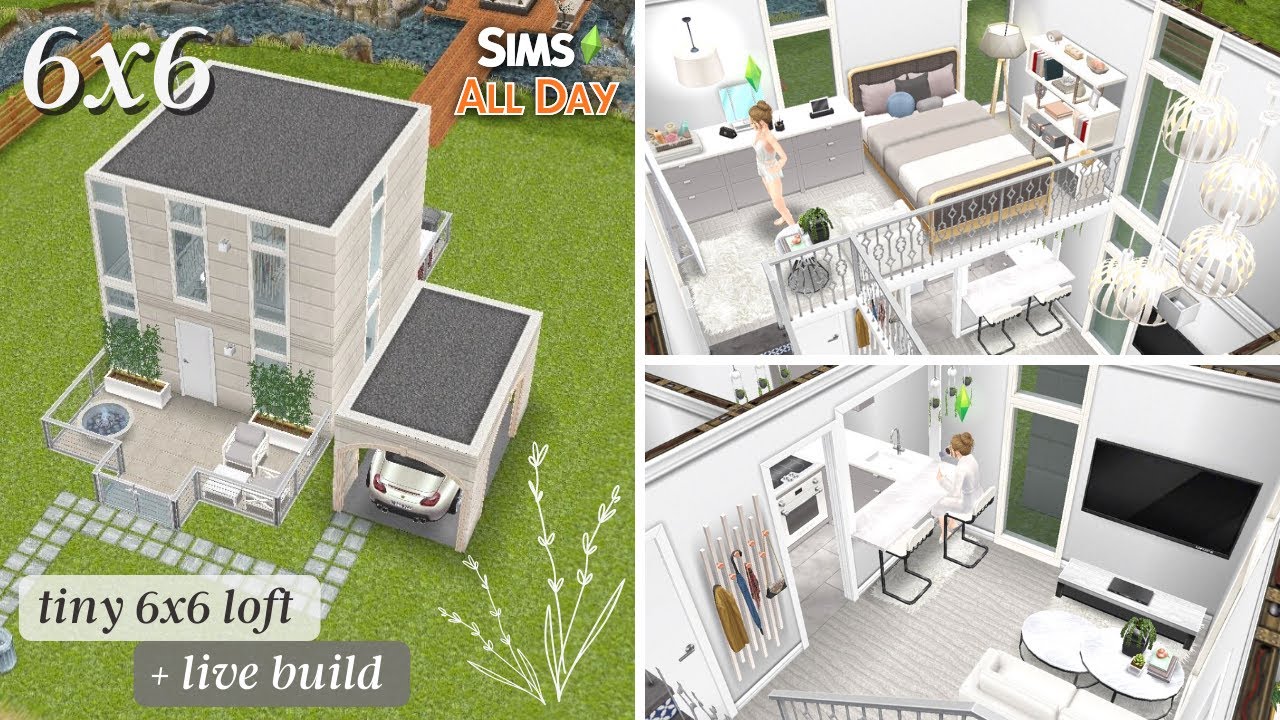 Sims Freeplay || Easy 6x6 Tiny Loft + Live Build 🤍🏠