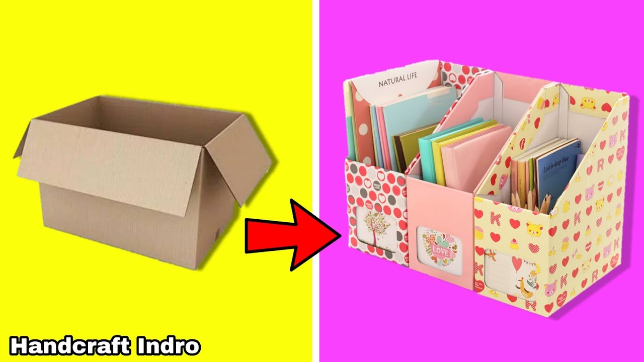 Cara Membuat Rak Buku dari Kardus Terbaru (Ukuran Detail) | Ide Kreatif