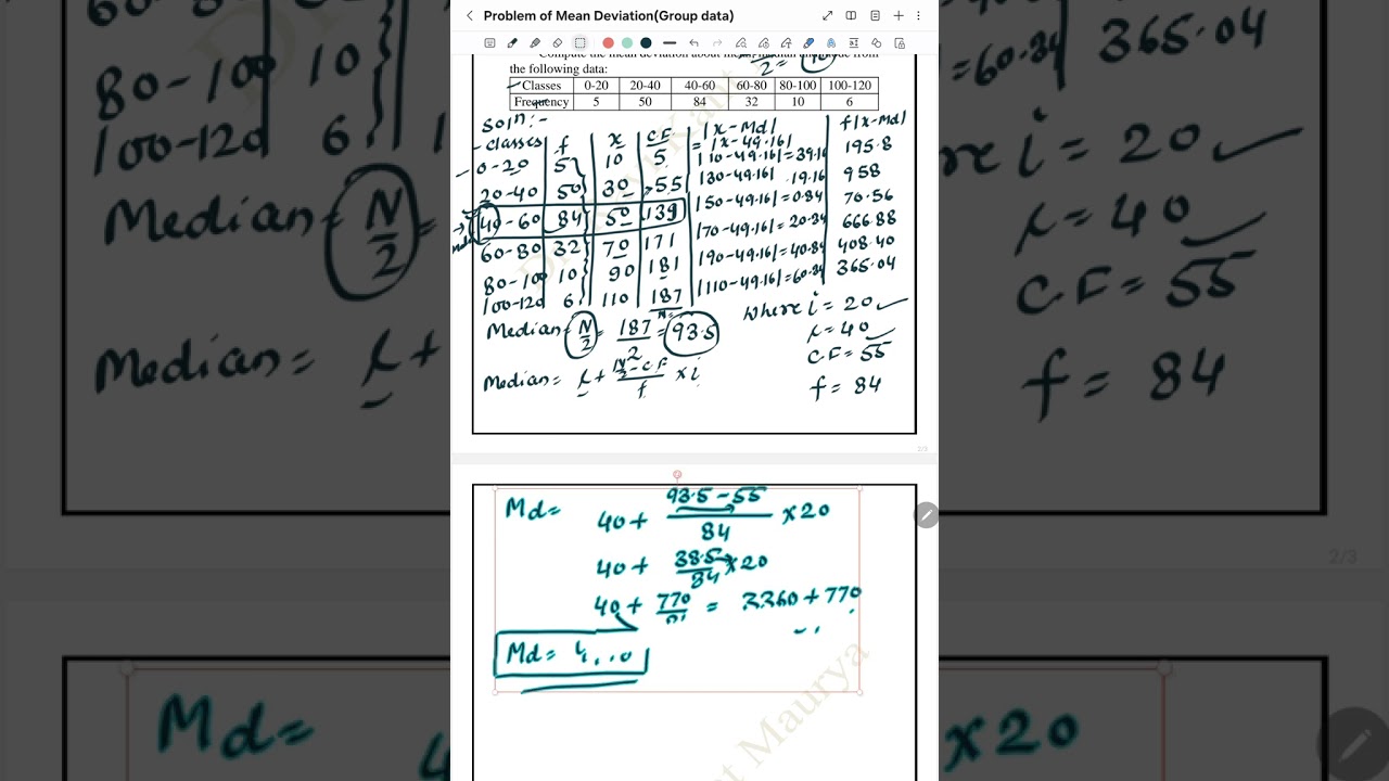 Problem of Mean Deviation about (Mean,Median and Mode for group data)