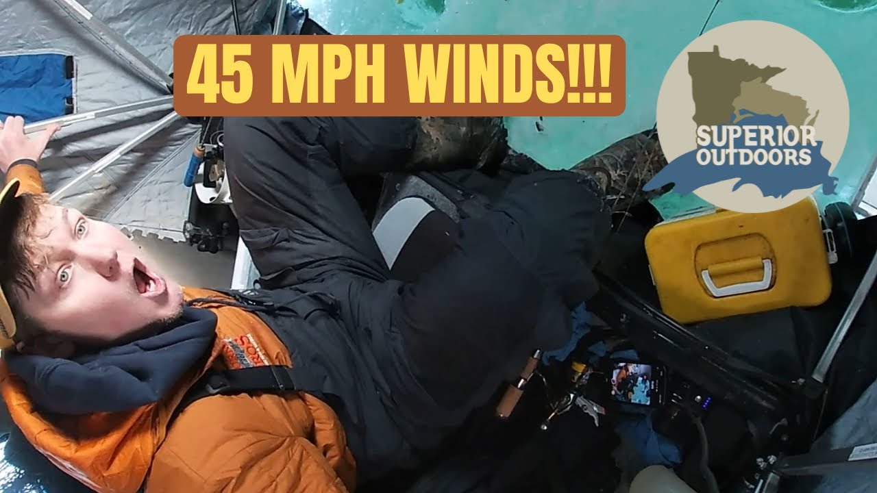 Ice fishing in 45 MPH Winds! (Mille Lacs Walleye Beatdown) 