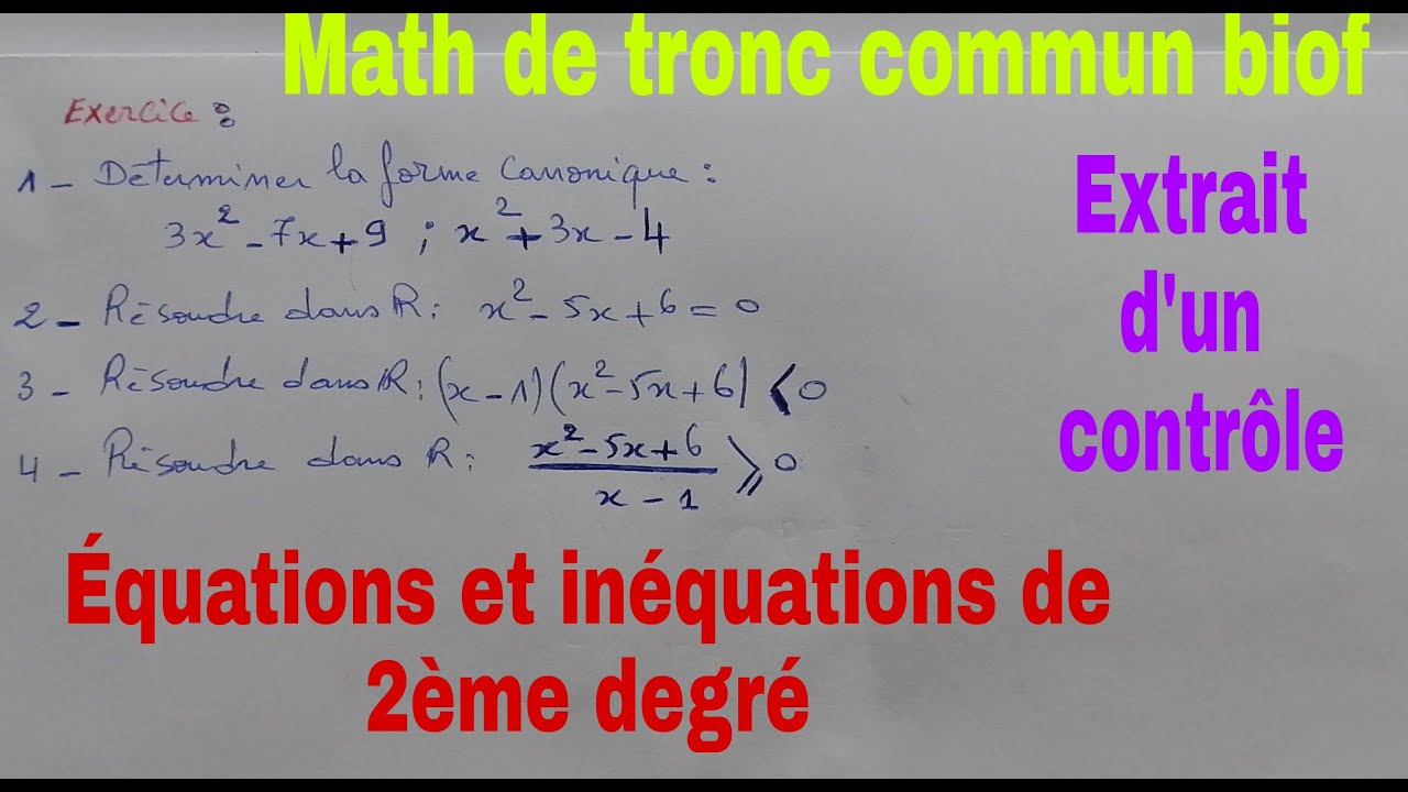 equations et inequations et systemes....math de tronc commun
