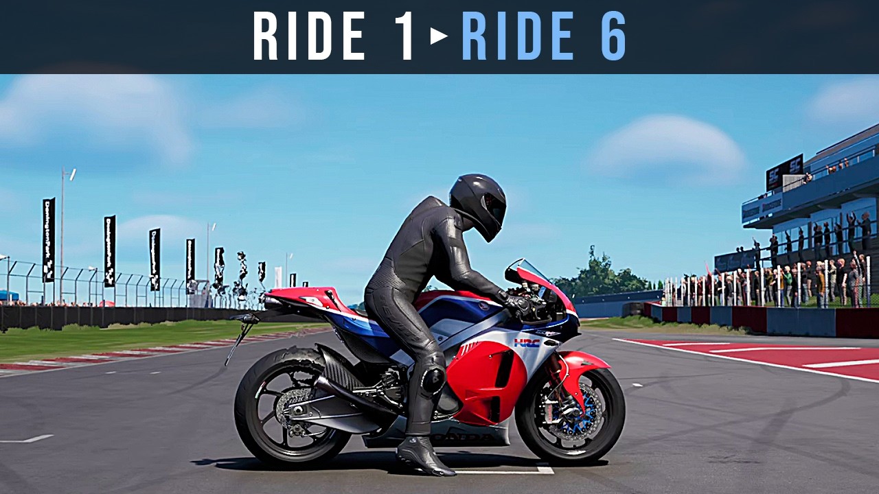 RIDE 1 to RIDE 6 Evolution - Honda RC 213 V-S Gameplay & Sound Test