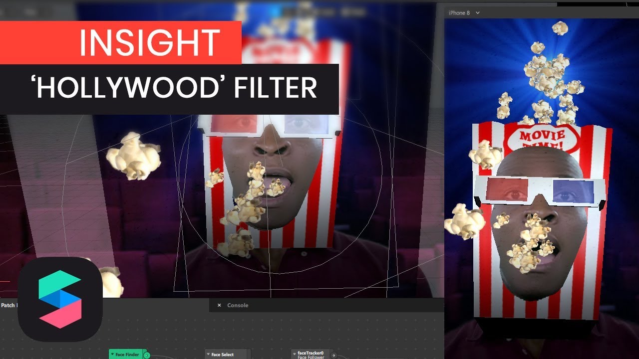 'HOLLYWOOD' (Popcorn Head) Instagram filter - AR Creator Insight (Spark AR Studio)