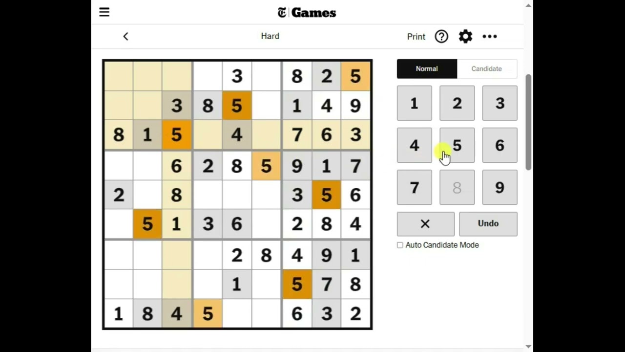 New York Times Sudoku Hard Jan 22,2026 紐約時報數獨難題 2026年1月22日