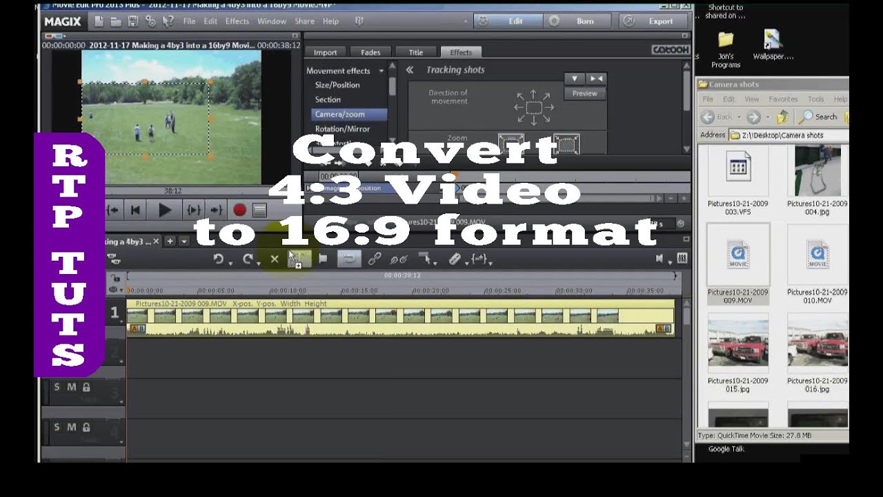 Magix Movie Edit Pro 2013 How to Convert a 4:3 Movie into a 16:9 with no black borders.