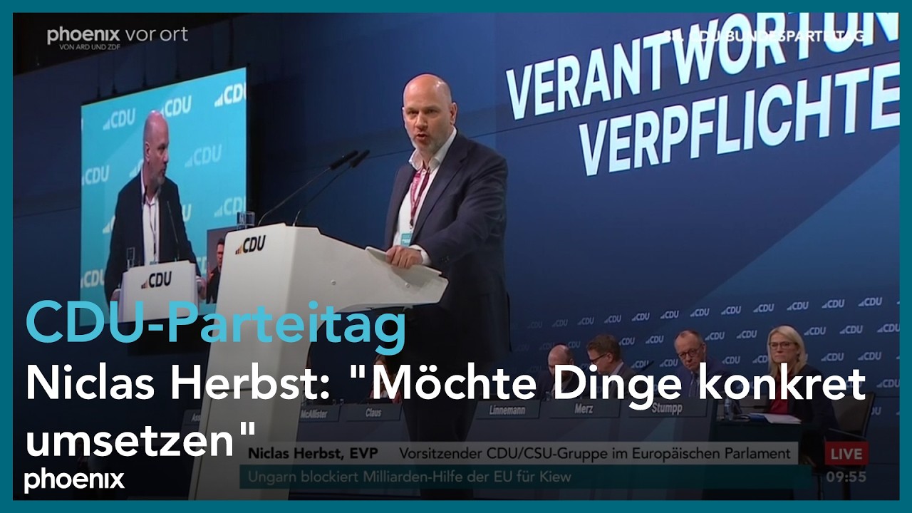 CDU-Parteitag: Grußwort von Niclas Herbst (Vorsitzender der CDU/CSU im EU-Parlament) | 21.02.26