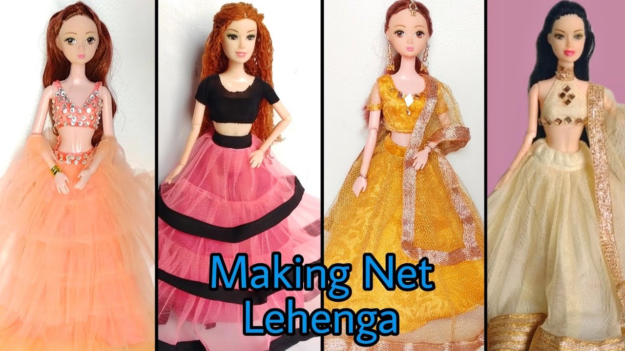 How To Make Net Lehenga For Barbie Doll | Making Doll Lehenga Easy | D Creating