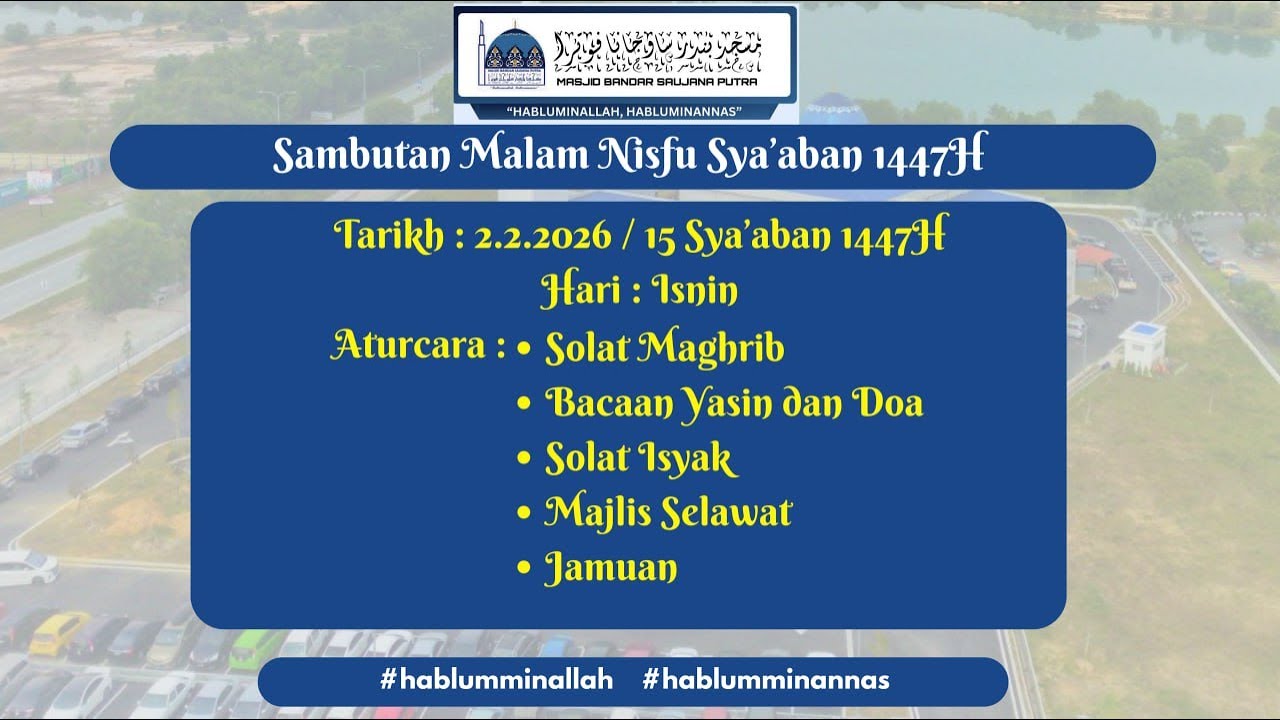 IMAM BERTUGAS : USTAZ  ABDUL MUJIB B. RAHIM TAJUK:  BACAAN YASIN DAN DOA- SELAWAT NISFU SYABAN