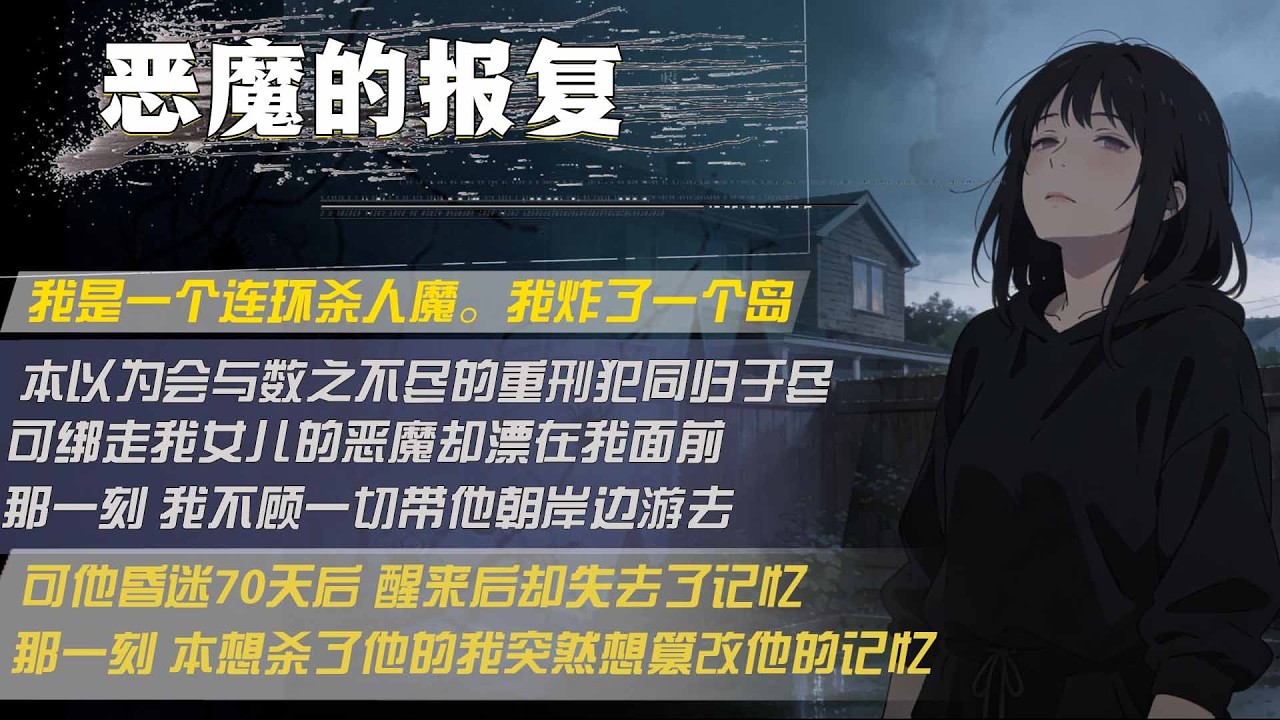 我是一個連環殺人魔。我炸了一個島，本以為會與數之不盡的重刑犯同歸於盡，可綁走我女兒的惡魔卻漂在我面前，那一刻 我不顧一切帶他朝岸邊遊去，可他昏迷70天後 醒來後卻失去了記憶，那一刻 本想殺了他的